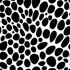 Abstract Organic Shapes Black White Seamless Pattern