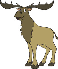 A funny and friendly reindeer poses while smiling