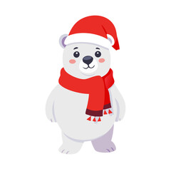 polar bear with santa hat