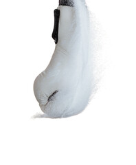 Boxing punch through white Sand, concept of competition challenge of leader business man or teamwork, winning leadership strategic plan and risk management team player