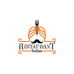 simple indian restaurant and for element, face man logo design vector with flat style