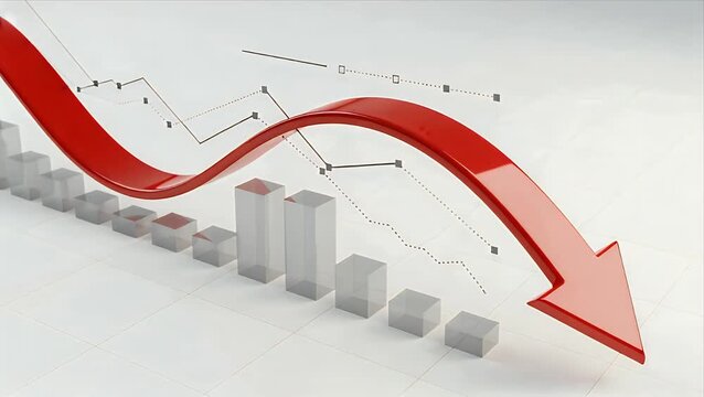 Business Data Visualization: Growth and Decline Arrow