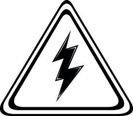 drawing black and white concept icon danger attention high voltage electrical label signage