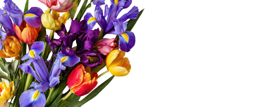 Vibrant bouquet of tulips and irises (4)
