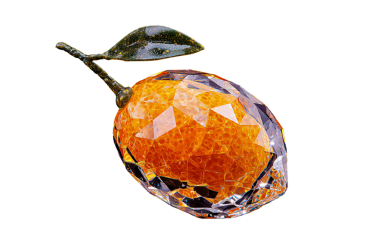 Glass lemon. On a transparent background. Exotic food, fruits, berries. Image for designers, marketers and IT. Popular illustration, object. Sphere of trade, economy, sales.