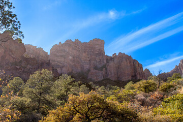 Rock face mountain view along Pine Canyon Trail in Big Bend National Park, Texas, USA