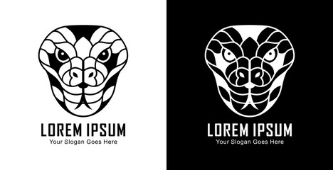 Snake head logo design with modern semi-line art style