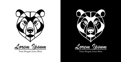 Bear head logo design with modern semi-line art style