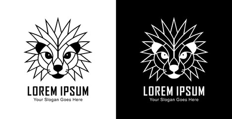 Hedgehog head logo design with modern semi-line art style