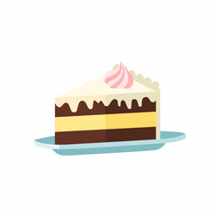 Delicious Cake Slice Illustration on Plate Dessert Treat