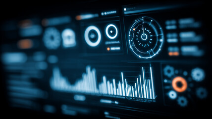 Obraz premium Advanced analytics dashboard with charts and gauges displaying performance metrics and real time monitoring for informed decisions. 
