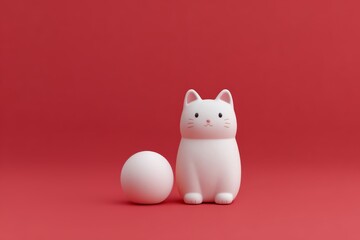 Lucky cat figurine on red, studio light glows, charm and fortune in bold, playful detail.