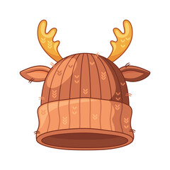 Woolen winter hat reindeer shape