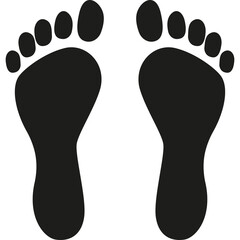 Black Human Footprints Silhouette Isolated on White Background Simple Graphic Symbol for Walking and Movement Clean Design Element