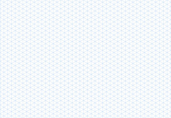 Blue isometric line guides. Printable blue 3d perspective backdrop. Isometric squared grid. Notebook sheet blank template. Mathematic typography pattern for making notebooks production.