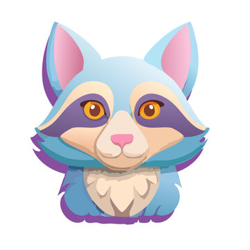 blue Arctic fox icon cut out on white background