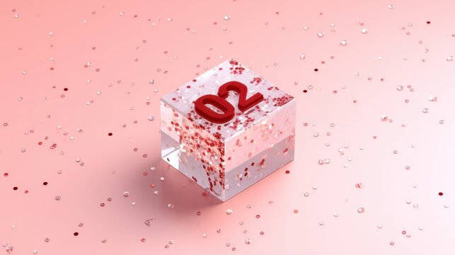 3D beveled calendar tile with confetti - Powered by Adobe