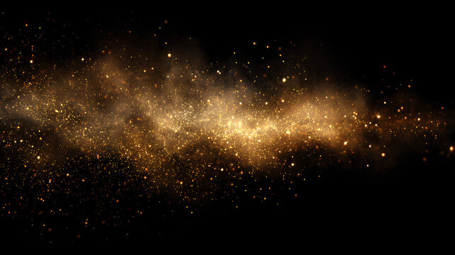 dust particles with glowing flare, sparkle shimmer and glitter dust cloud on white background, abstract golden light effect with bokeh rays and festive dust texture for design