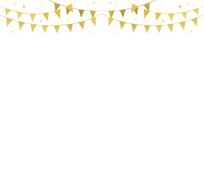 Celebrate success with golden glitter bunting and stars, perfect for party invitations, announcements, or adding a touch of sparkle to any design