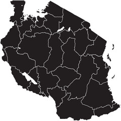 Vector Map of Tanzania with Regions Editable