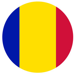 Fototapeta premium Civil flag of Andorra isolated in circle shape with indents.