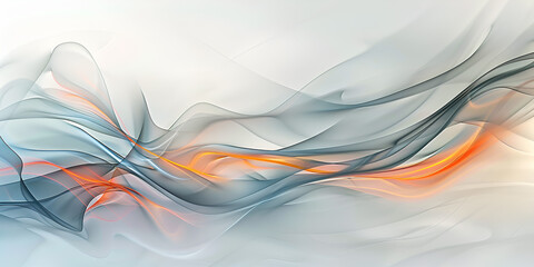 Abstrakcyjne smugi dymu w odcieniach szarości i pomarańczu – dynamiczne tło z efektem ruchu i lekkości.