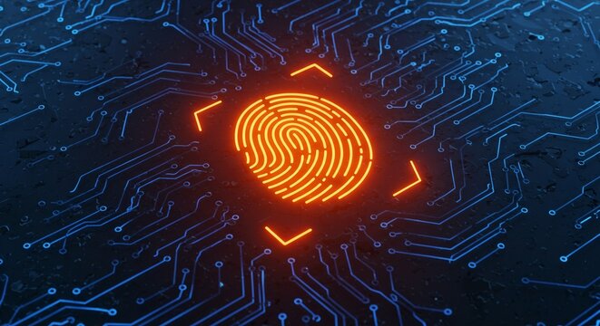 Digital fingerprint security system. The technology helps authenticate user identity, and protects privacy.