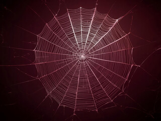 Obraz premium glowing spiderweb with thick silk strands and large web sections