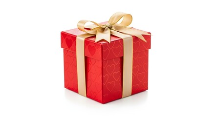 Obraz premium Gift of Heart: A vibrantly wrapped gift box with a delicate gold bow, symbolizing love and warmth, set against a pristine backdrop, perfect for celebrating special moments.