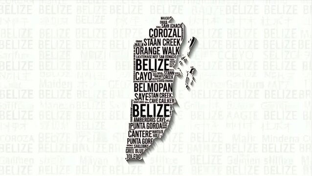Belize Country Map Typographic Text Reveal Animation