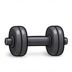Naklejka premium Black Dumbbell Isolated on White Background for Fitness, Gym, and Strength Training Concepts