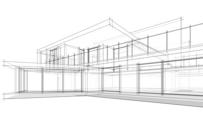 House sketch architectural 3d rendering