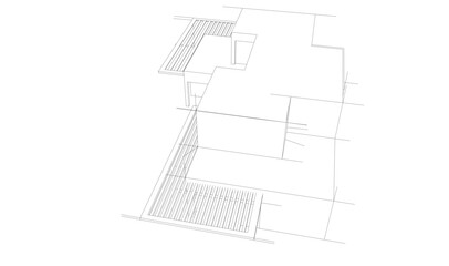 House sketch architectural 3d rendering