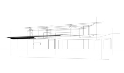House sketch architectural 3d rendering