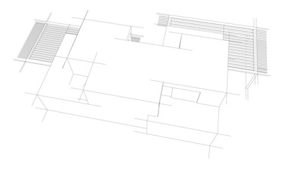House sketch architectural 3d rendering