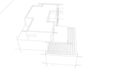 House sketch architectural 3d rendering