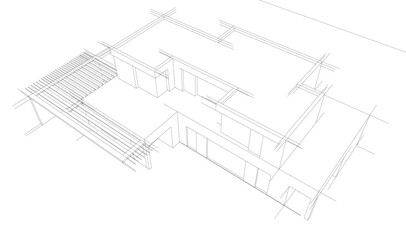 House sketch architectural 3d rendering