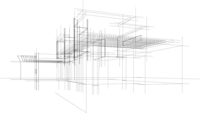 House sketch architectural 3d rendering