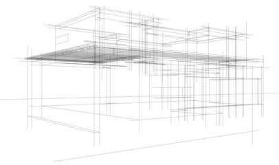 House sketch architectural 3d rendering