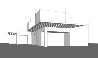 House sketch architectural 3d rendering