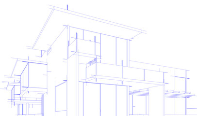 House sketch architectural 3d rendering
