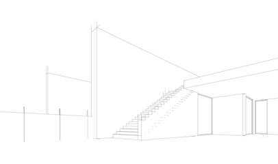 House sketch architectural 3d rendering