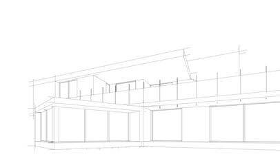 House sketch architectural 3d rendering