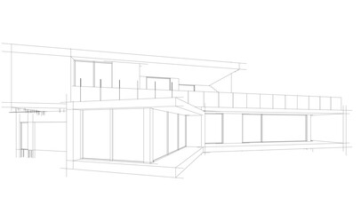 House sketch architectural 3d rendering