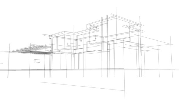 House sketch architectural 3d rendering