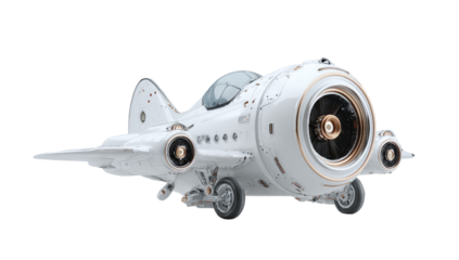Whimsical white airplane with ornate details