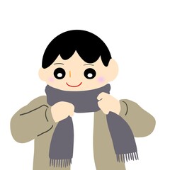 マフラーを直す仕草