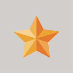 Golden star with five points on a gray background, vector illustration.