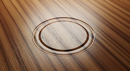 Circular impression on wooden surface showing elegant patterns or texture