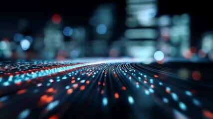 Futuristic digital stream, conceptual hi-tech background with blue and red glowing light trails, conveying ideas of data processing and high-speed connection - Powered by Adobe